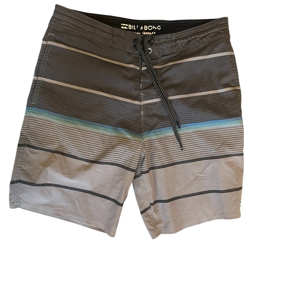 Billabong Board shorts gray and blue striped size 30